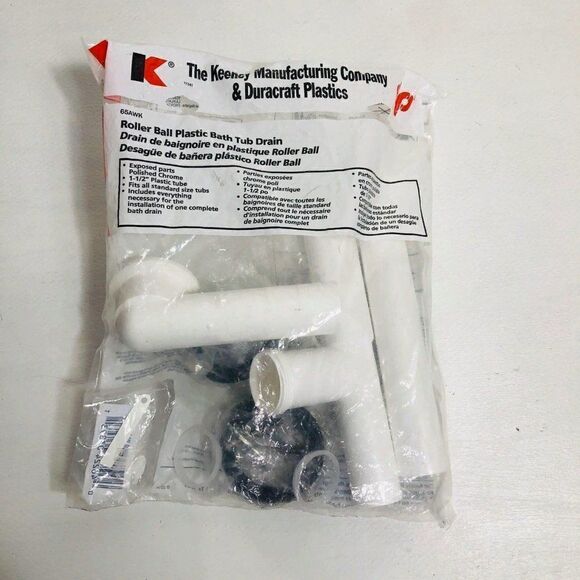 Roller Ball Plastic Bath Tub Drain Keeney New - Picture 1 of 5
